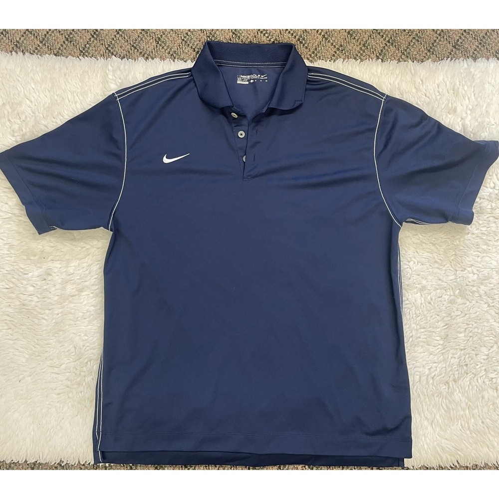Nike golf Dri-fit Men's Navy‎ And White Sz XL #14